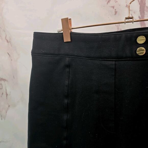 Spanx Pants Womens Large Black Perfect Button Ankle Tapered High Rise Ponte $158 - Picture 2 of 12